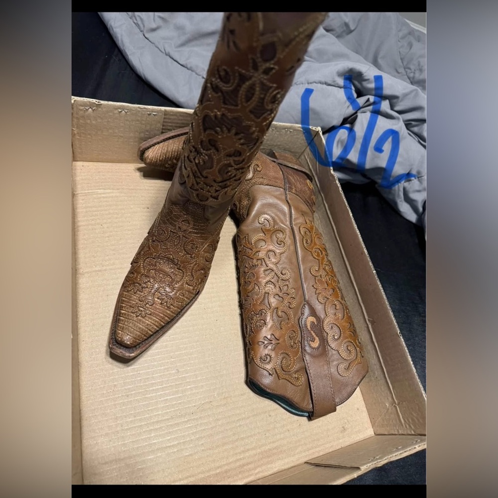 Elegant Brown Embroidered Heeled Boots